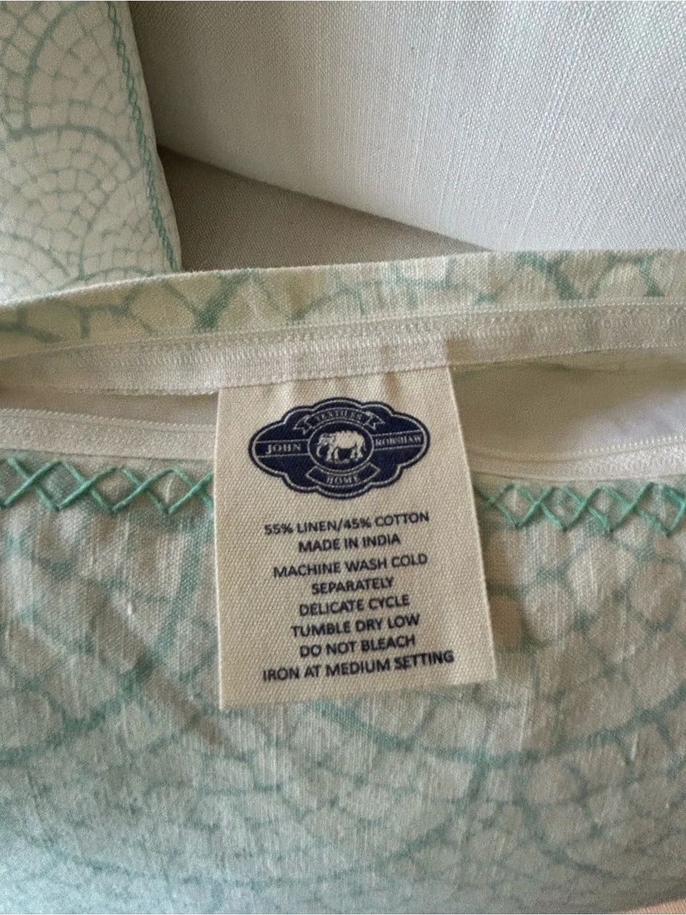 JOHN ROBSHAW TEXTILES Embroidered Pillow with Down Insert 20” x 20”